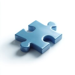 Obraz premium A puzzle piece, 3D, blue, solution concept, isolated