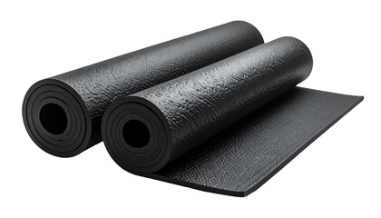 Two rolled black textured surfaces