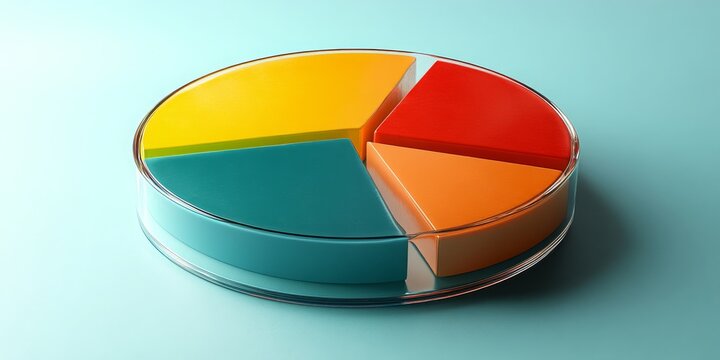 A colorful 3D pie chart with four segments, ideal for visualizing data, statistics, or business concepts. Great for presentations, reports, or finance blogs