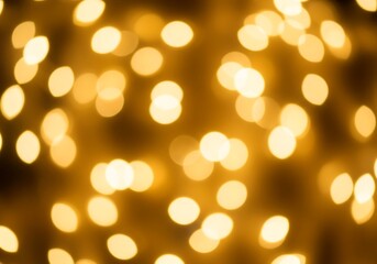 Obraz premium Warm golden bokeh background with soft blurred Christmas lights and elegant festive mood