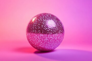 pink glittery sphere on vibrant gradient background. 