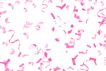 Celebrate with festive pink confetti and ribbons, perfect for birthdays, baby showers, or party invitations, creating a joyous and celebratory atmosphere
