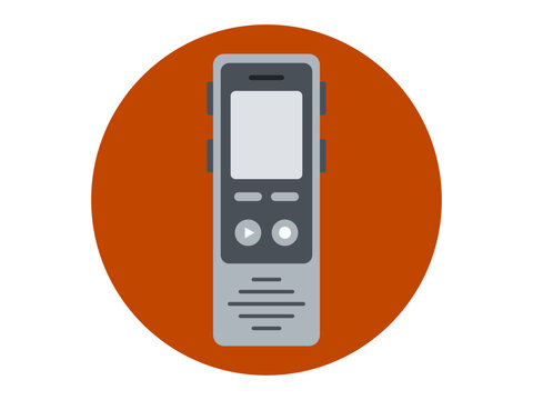 Linguist dictaphone icon. Vintage vector icon. Flat illustration concept.