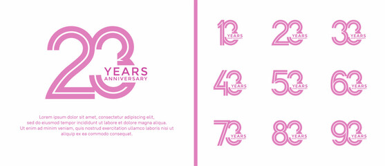 anniversary vector logo set, pink color can be use for celebration
