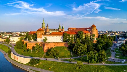 Panoramic view of a medieval castle complex