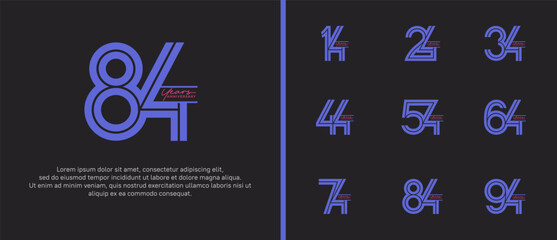 anniversary vector logo set, purple color with handwriting can be use for celebration