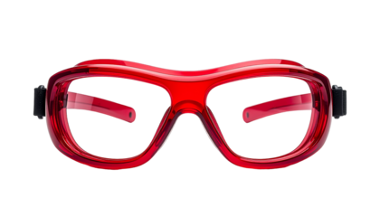 Red tinted goggles on black backdrop
