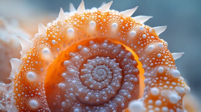 Close-up of a vibrant seashell spiral with texture