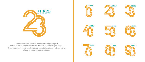 anniversary vector logo set, orange and blue color can be use for celebration