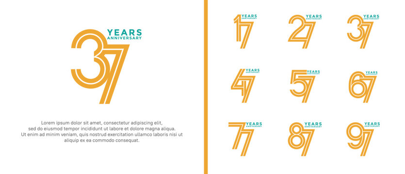 anniversary vector logo set, orange and blue color can be use for celebration