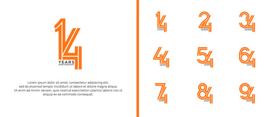 anniversary vector logo set, orange color can be use for celebration