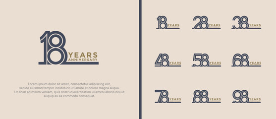 anniversary vector logo set, black and brown color can be use for celebration
