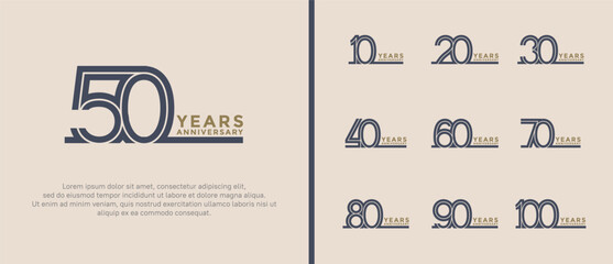 anniversary vector logo set, black and brown color can be use for celebration