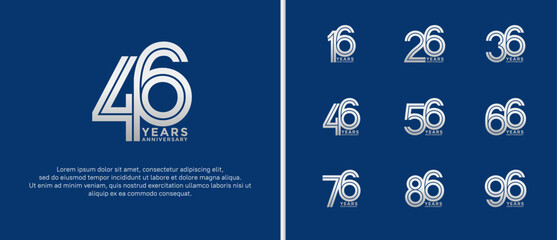 anniversary vector logo set, silver color can be use for celebration