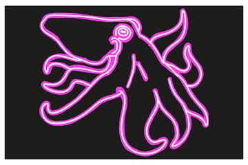 An Octopus in Neon Line Art style