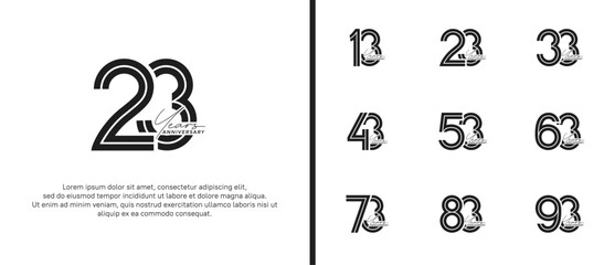 anniversary vector logo set, black color with handwriting can be use for celebration