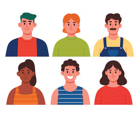 Flat Vector Character Portraits Set Diverse People Illustration Collection 2
