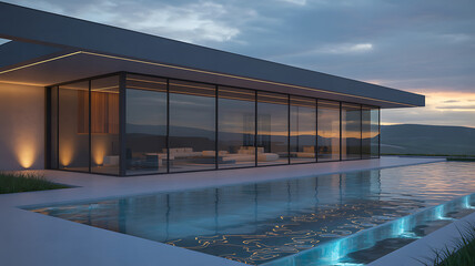 Fototapeta premium swimming pool at sunset