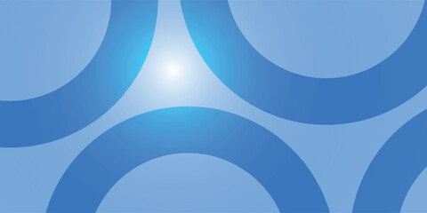 Abstract blue background with overlapping circles and a central light source.