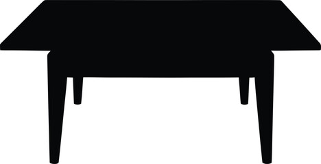 Black silhouette of a four legged table with a flat top on a white background vector