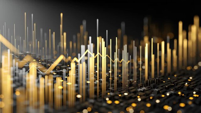 Small investor gold plan, abstract financial background with golden lines forming upward graphs, representing small investor confidence