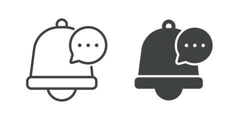 Bell, Notification and Alarm Icon. Line and glyph solid icon
