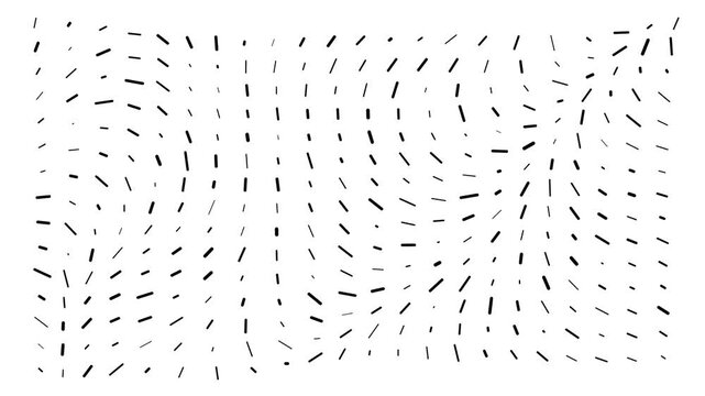 Minimalist Moving Dashes Pattern | Scientific Data Visualization - Animated Perlin Noise Flow Field | Dashed Lines Abstract Background