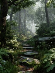 enchanted path through magical forest cinematic 4k