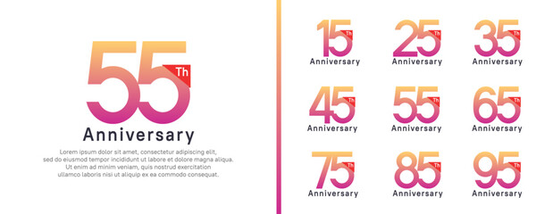 set of anniversary logo style. vector design purple color for celebration