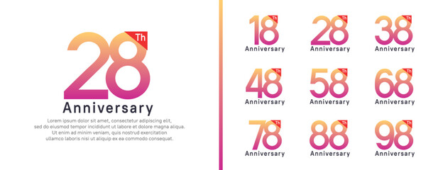 set of anniversary logo style. vector design purple color for celebration