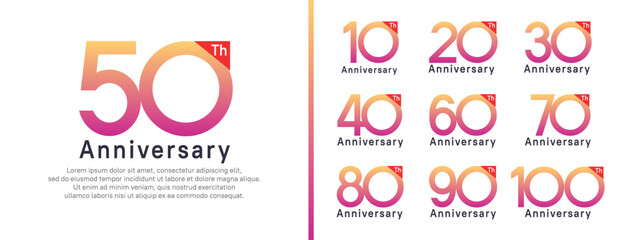 set of anniversary logo style. vector design purple color for celebration