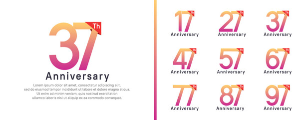set of anniversary logo style. vector design purple color for celebration
