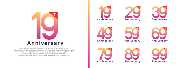 set of anniversary logo style. vector design purple color for celebration