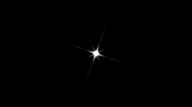 Twinkling stars animation, cartoon, white blinking shining stars animated cartoon on transparent black screen background, Twinkle sparkle stars blinking doodle animation. 4k video