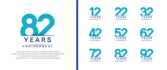 set of anniversary logo style. vector design blue color for celebration