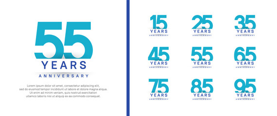 set of anniversary logo style. vector design blue color for celebration