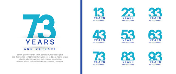set of anniversary logo style. vector design blue color for celebration