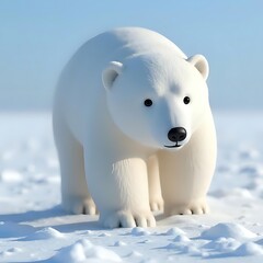 Majestic polar bear standing on snow in a bright arctic environment outdoors
