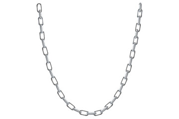 Stunning Silver Chain Isolated On White Background, Antique Jewelry Vector Illustration.
