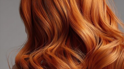 Naklejka premium Radiant Auburn Waves: A Stunning Close-Up of Warm Copper Hair