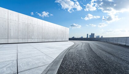 Obraz premium City drive on an asphalt highway with traffic and a vibrant sky over the urban landscape