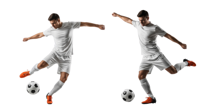Male Soccer Player Action Duo isolated on transparent background