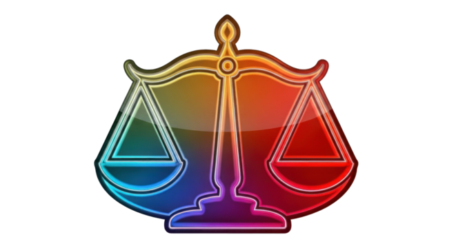 Colorful Scales of Justice Symbolizing Balance and Fairness.