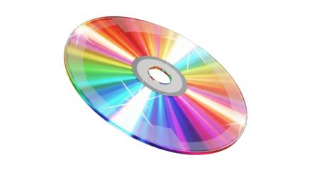 Rainbow CD Disc Reflecting Light Isolated on White Background.
