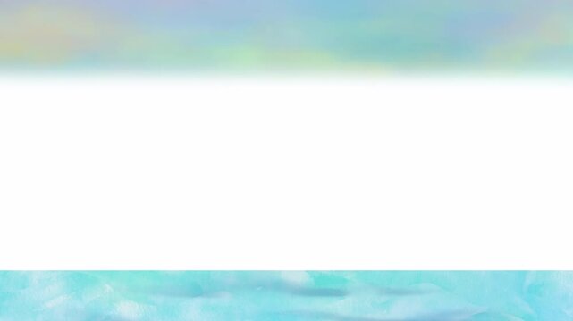 空と海のタイムラプスフレーム。1日の時間の変化を追った4k水彩ループアニメーション。