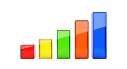 Colorful glossy bar chart showing growth and progress.