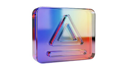 Vibrant 3D Rendered Eject Button Icon with Rainbow Gradient on White Background.