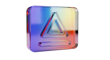 Vibrant 3D Rendered Eject Button Icon with Rainbow Gradient on White Background.