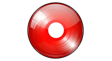 Red Vinyl Record Close Up Studio Shot.