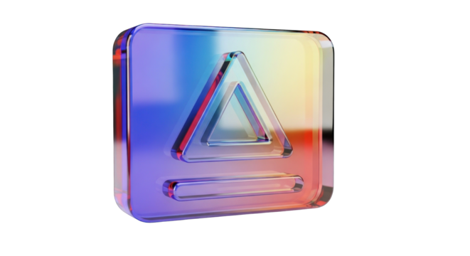 Vibrant 3D Rendered Eject Button Icon with Rainbow Gradient on White Background. - Powered by Adobe